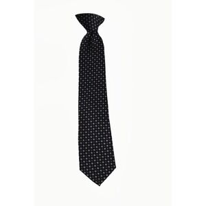 Chaps Boys Clip On Necktie Black Geometric Purple White Pattern 13.5 Inch Length